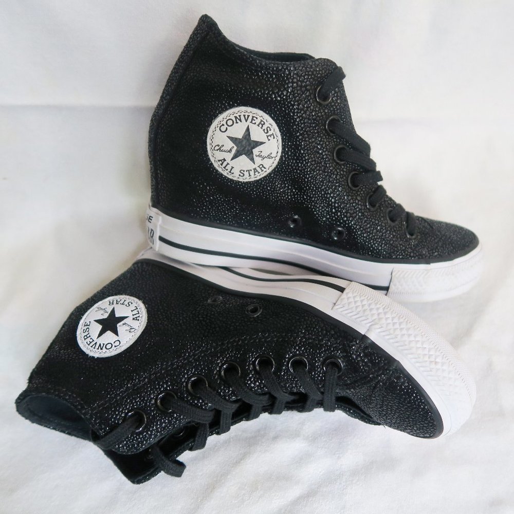 Converse Black Wedge Heel Sneakers